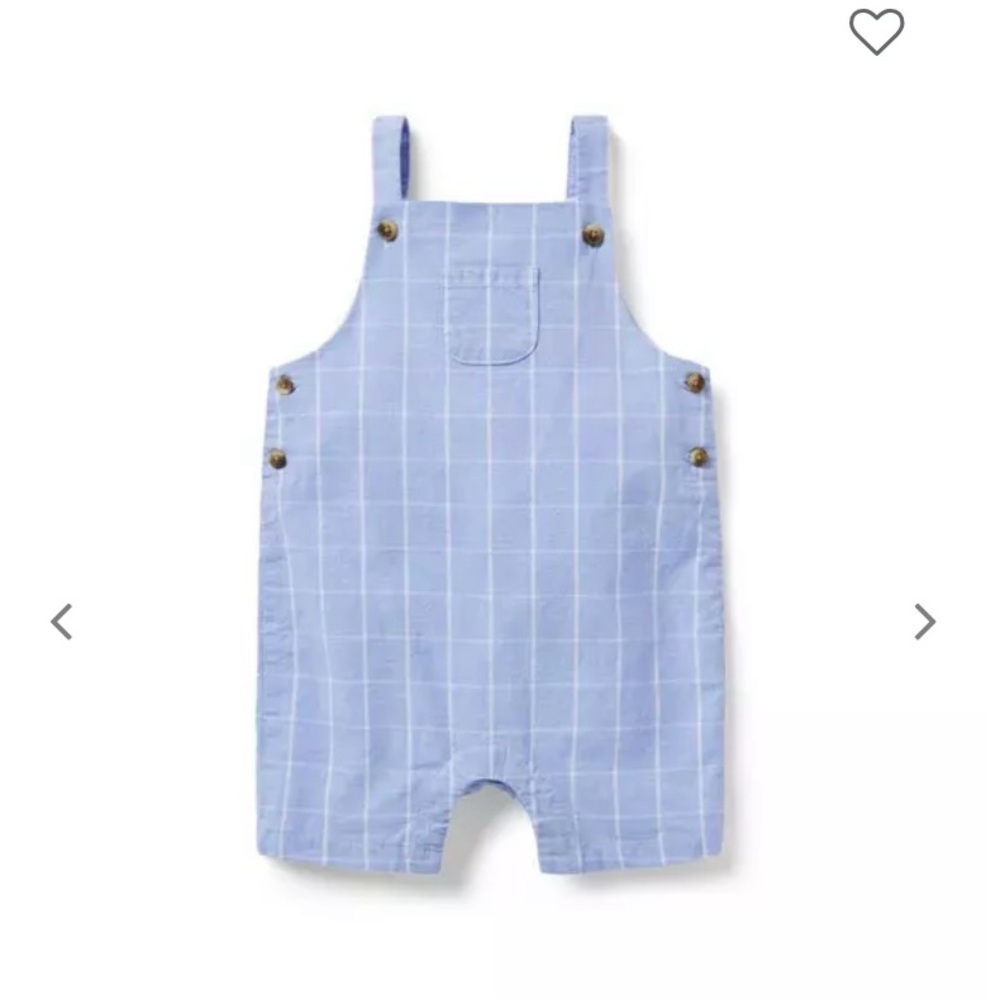 NWOT Janie and Jack BABY TATTERSALL LINEN OVERALL - Size 18to 24 months
